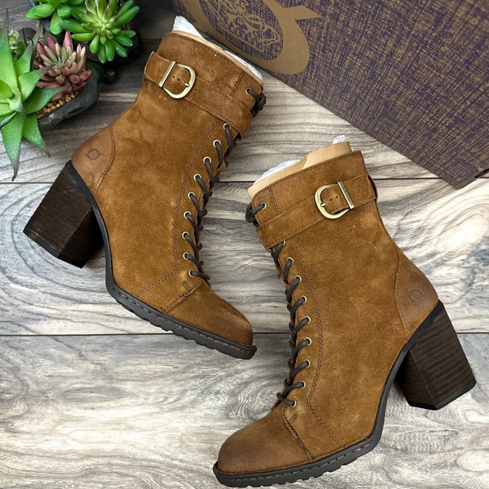 Brown Lace-Up Ankle Boots